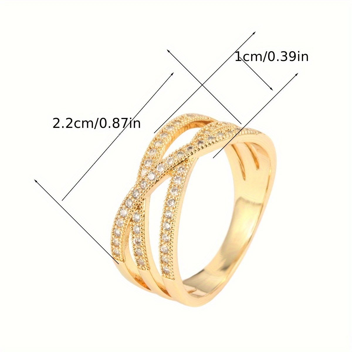 Line Crossing Women's Ring with Synthetic Zirconia